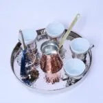 Service à Café Oriental en Métal Martelé avec Plateau