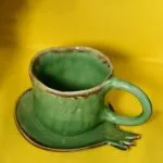 Tasse artisanale en céramique émaillée - Vert Nature