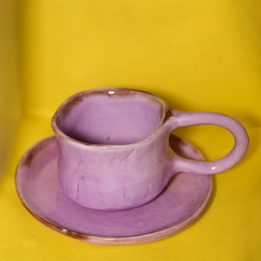 Tasse artisanale en céramique émaillée - Lilas Élégant – Image 1