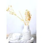 Ensemble Décoratif Compact en Résine Marbrée avec Fleurs Séchées - 3 Pièces – Image 2