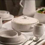 🤍 Set "Séa" en Grès Blanc Moucheté