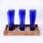 Set "Flûtes d'Azur" - 6 flûtes en verre soufflé craquelé – Image 2