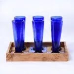 Set "Flûtes d'Azur" - 6 flûtes en verre soufflé craquelé – Image 2
