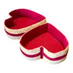 Duo de Corbeilles en Nattes tressées - Forme Cœur (Rouge Foncé) – Image 3