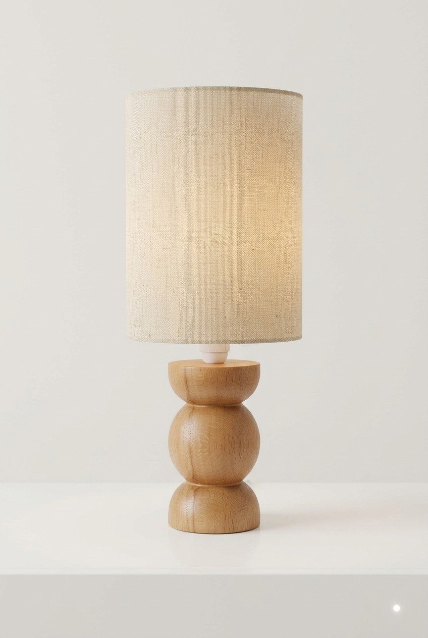 lampe-bois-abat-jour-cylindrique Lampe Luna – Image 1