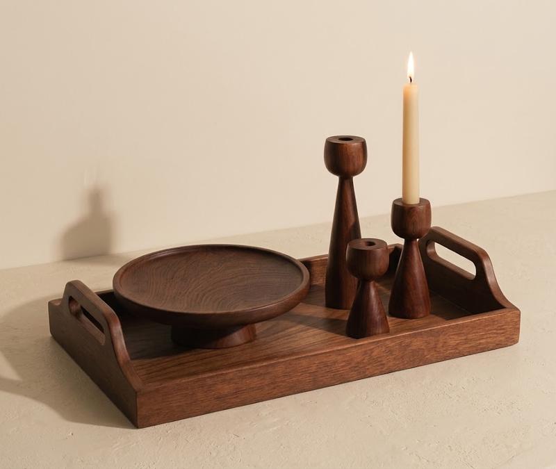 sougui_plateau_bougeoirs_bois_woocommerce Ensemble Acajou Prestige – Image 1