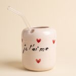 Gobelet Amour en Céramique avec Paille en Verre – Bonjour et Je t'aime