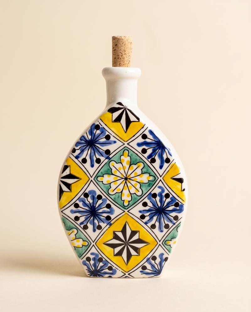 sougui_ceramique_mosaique_jaune_etoile_01_woocommerce Bouteille en céramique – Motif andalou – Image 1