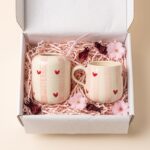 Coffret Duo Cœurs : Tasse et Gobelet avec Paille en Verre