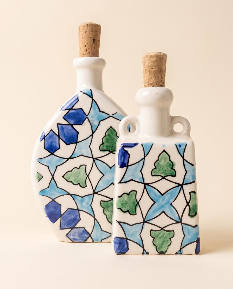 sougui_collection_bleu_duo_bouteilles_01_woocommerce Coffret Duo de Bouteilles Azura en Céramique – Motif Zellige Bleu – Image 1