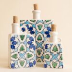 Trio de Bouteilles Azura en Céramique – Motif Zellige Bleu