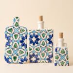 Coffret Apéro Azura en Céramique – Planche et Bouteilles, Motif Zellige Bleu