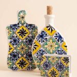 Coffret Apéro Andalou en Céramique – Planche, Porte-Serviettes et Bouteille