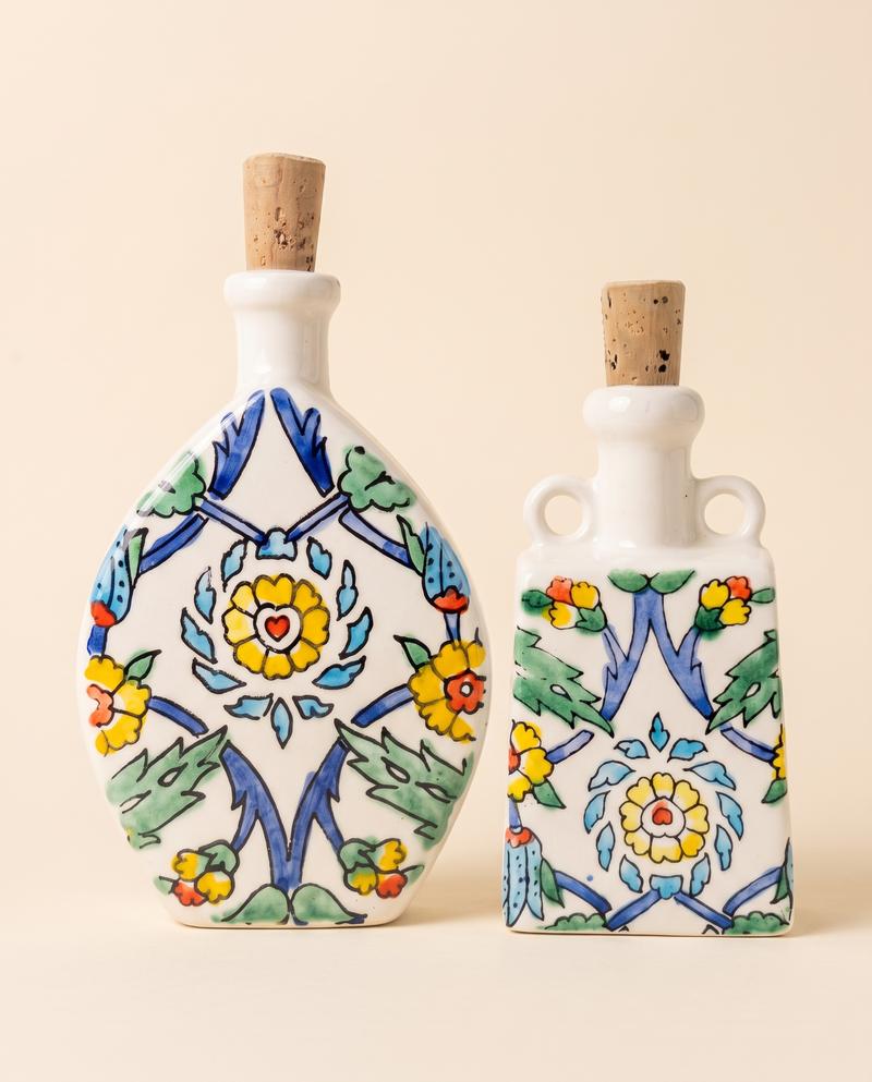 sougui_floral_duo_bouteilles_01_woocommerce Duo de Bouteilles en Céramique – Motif Floral – Image 1
