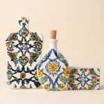 Coffret Apéro Fleuri – Planche, Porte-Serviettes et Bouteille en Céramique