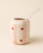 Coffret Duo Cœurs : Tasse et Gobelet avec Paille en Verre – Image 2